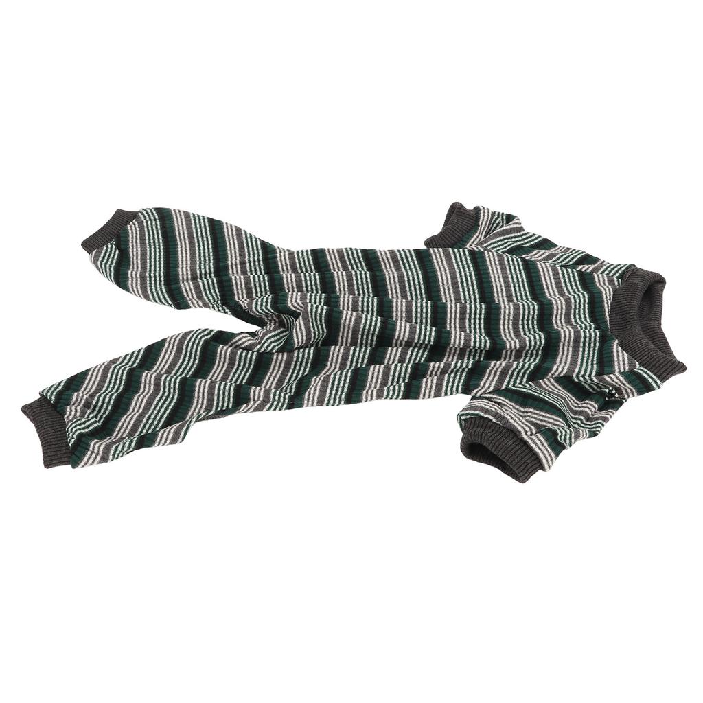 Striped Dog Pajamas Soft Elastic Spring Summer Onesie Puppy Pajamas for Photo Shoots Parties Green S
