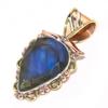 Natural Labradorite TwoTone 925 Solid Sterling Silver Jewelry Pendant 1.25" W4d13