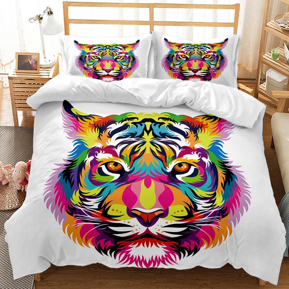 Animal Duvet Cover Set Exotic Style Boys 3D Animal Printed Bedding Set Black Wolf Double Queen King Size Polyester Qulit Cover