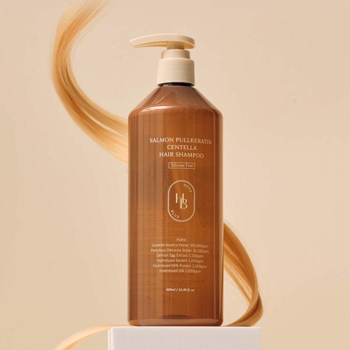 HEVE BLUE Шампунь для волос с экстрактом центеллы и лосося 500 мл