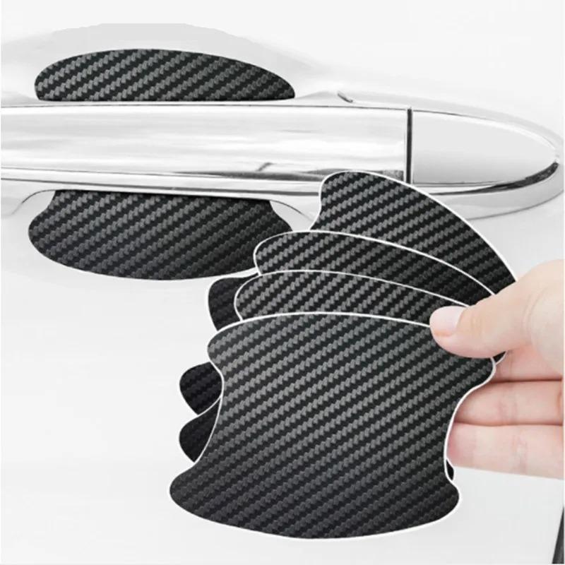 4 Pieces of Car Door Handle Protective Film, Carbon Fiber Stickers, Scratch Resistant Covers, Exterior Accessories,