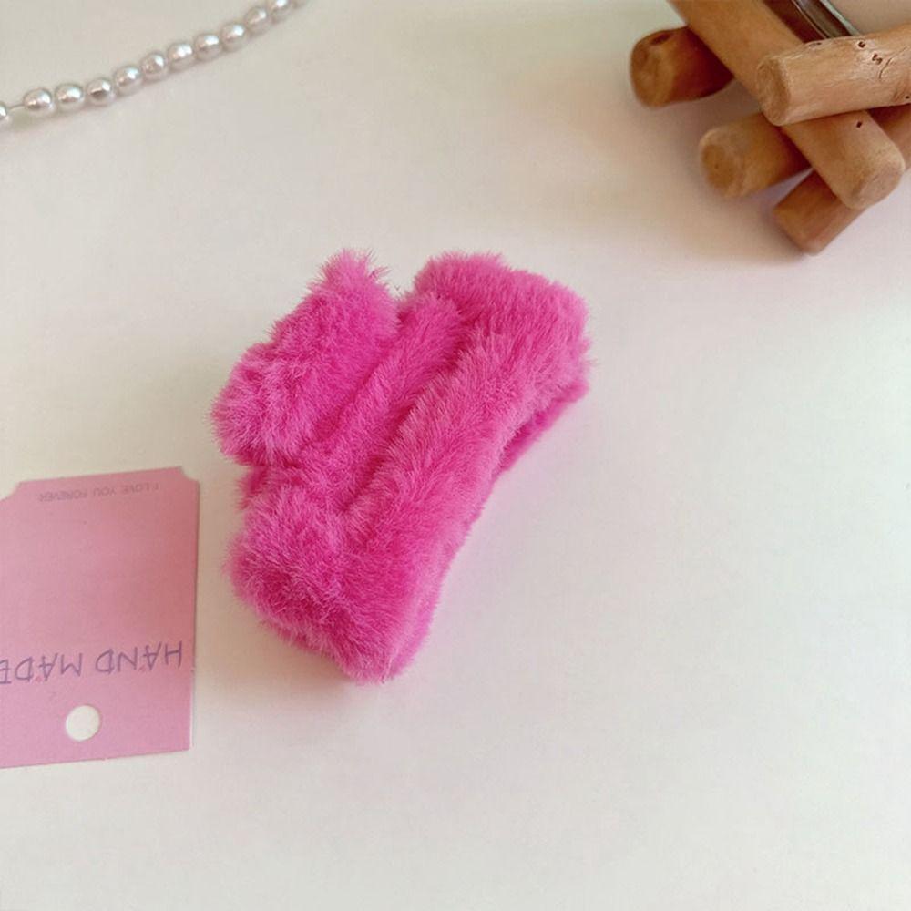 Square Hair Clip Ponytail Holder Large Shark Clip Creative Plush Hair Claw Streetwear