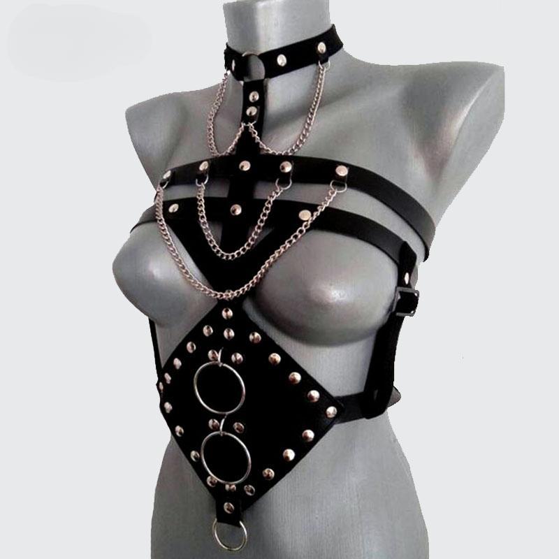 Женский бюстгальтер, сексуальный нагрудный ремень, кожаный пояс с подвязками, пояс для подвязок в стиле панк, ночной клуб, клетка, ремни для взрослых, фетиш, бондаж для тела