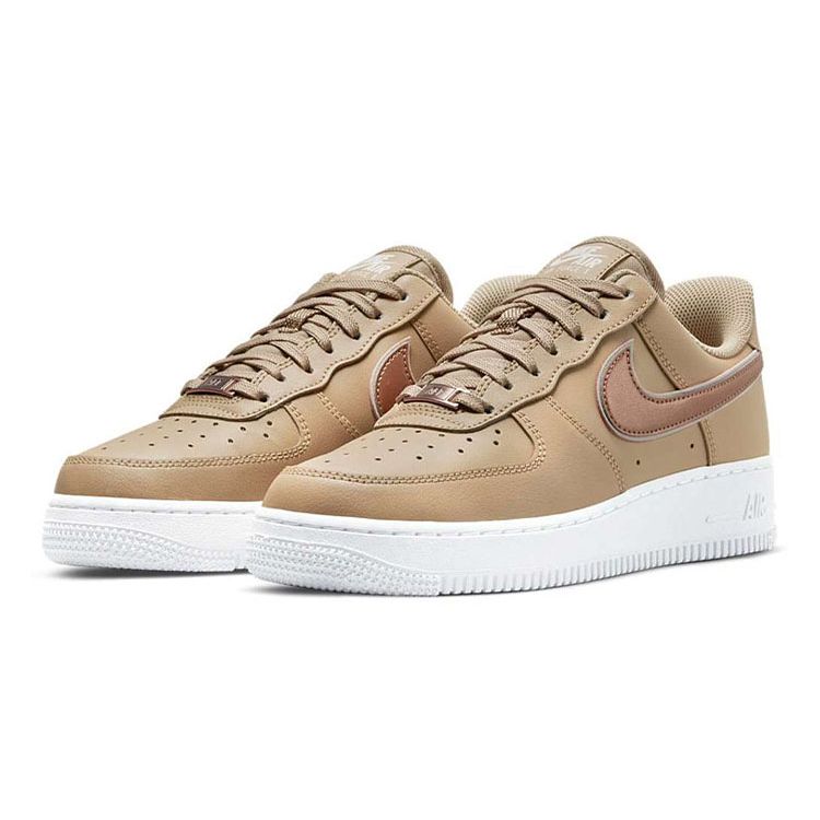Nike Air Force 1 07 Essential Hemp Metallic Rose Gold Женские кроссовки Коричневые светло-мягко-розовые белые DD1523-200