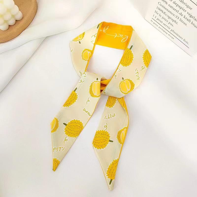 Маленький белый и нежно-зеленый шелковый шарф для женщин, тонкая лента, повязка на голову, резинка для волос, украшение для сумки, длинный