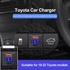 12V-24V PD+QC3.0 Dual Port USB Mini Car Charger Adapter Voltage LED Display Modified Car Charger ABS Phone Charger for Toyota