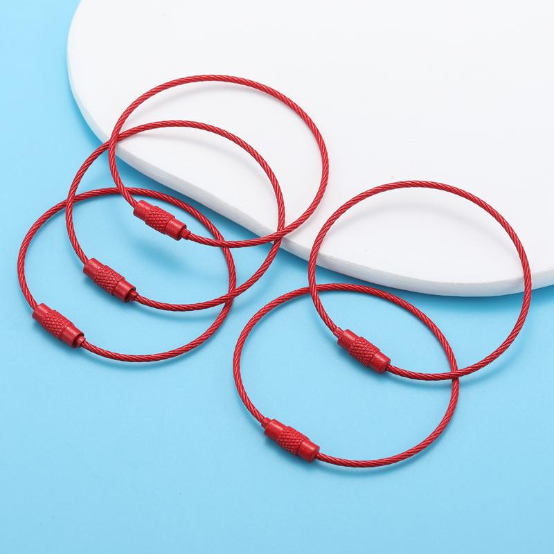 5-10pcs Colorful Metals Steel Wire Keychain Loop Solid Color Loop Holder Key Chains Diy Key Chain Accessories V167