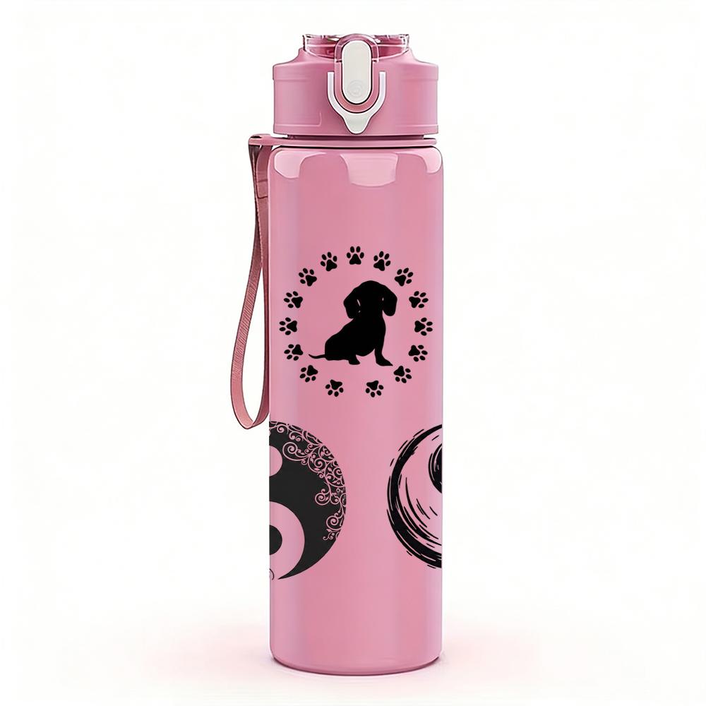 1PC Paw Yin Yang Symbol Graphic,750ml Color Plastic Sports Water Bottle,Leakproof Flip Straw Lid,Suitable for Sports Office Home Use