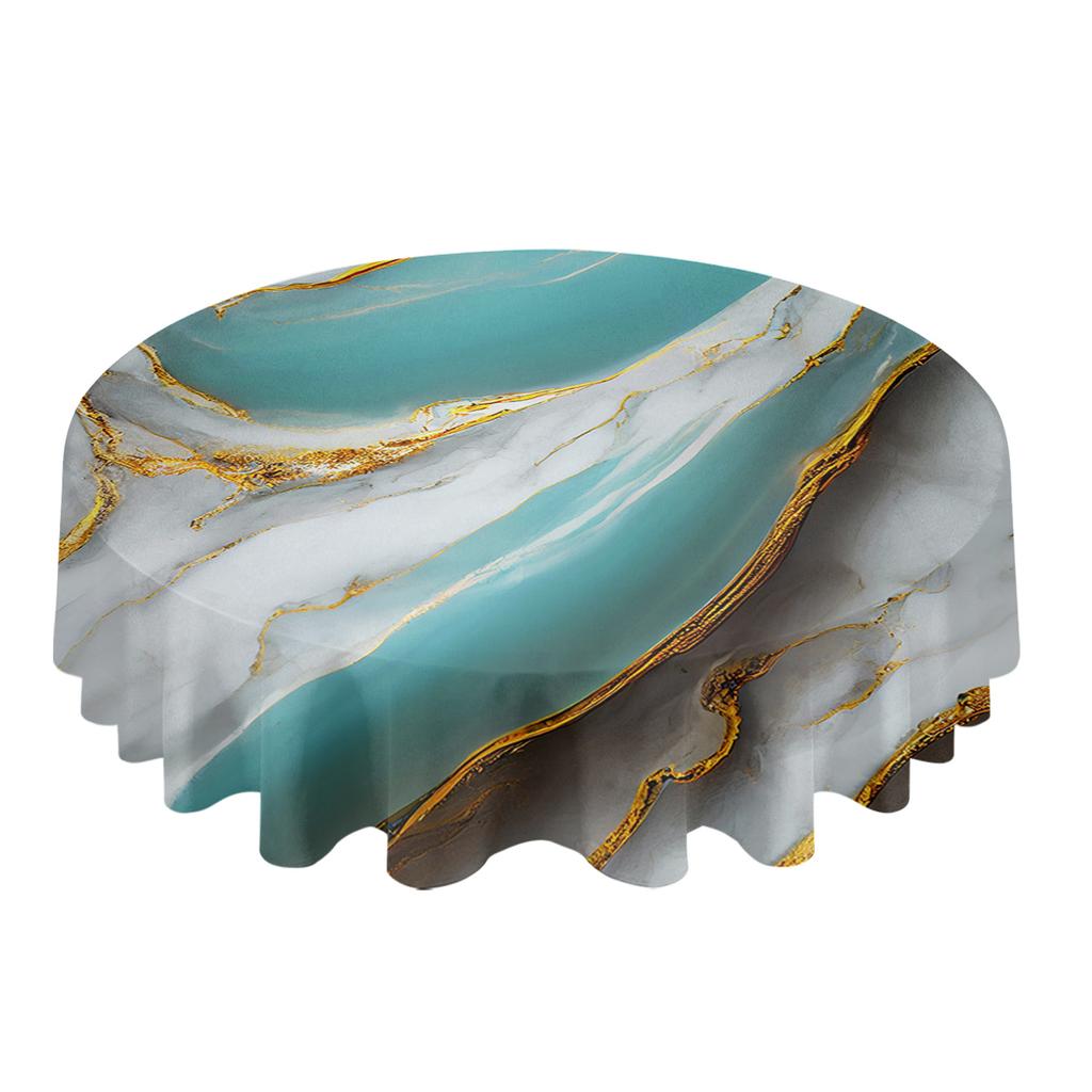 Мраморная текстура Aqua Round Tablecloth Festival Dining Водонепроницаемая скатерть Tablecover для свадебного декора