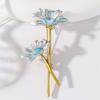 Pastoral Enamel Chrysanthemum Double Branch Brooch: Versatile Floral Fashion Pin Accessory