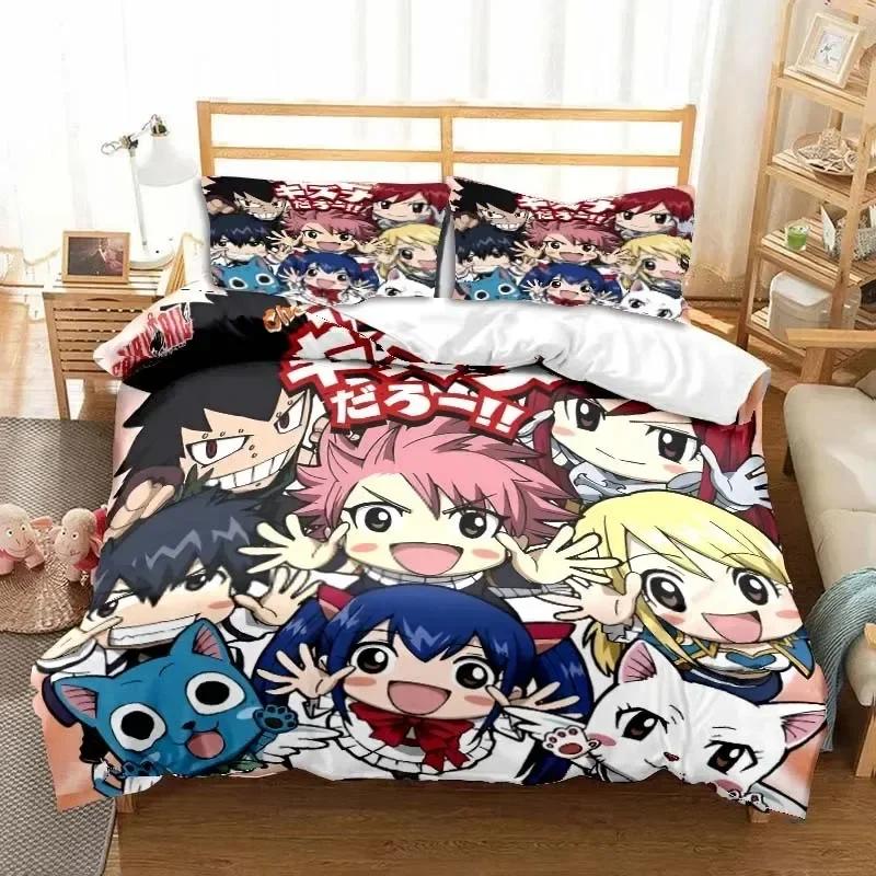 3D  Fairy Tail Bedding Set Bed Three-piece Set Duvet Cover Single Double Bed Queen Size Duvet Cover Set Adult Kid's Bedroom