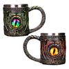 Viking Dragon Beer Mug 450ml Stainless Steel Resin Cup Hand-Painted Medieval Mug for Beer Coffee Tea Gift for Men Fans Viking Decor