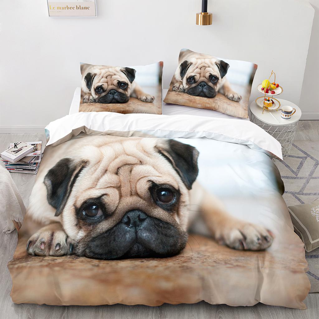 Pug Dog Duvet Cover King Queen Size Funny Pet Puppy Bedding Set For Kids Teens Adults Animal Cute Expression 2/3pcs Quilt Cover