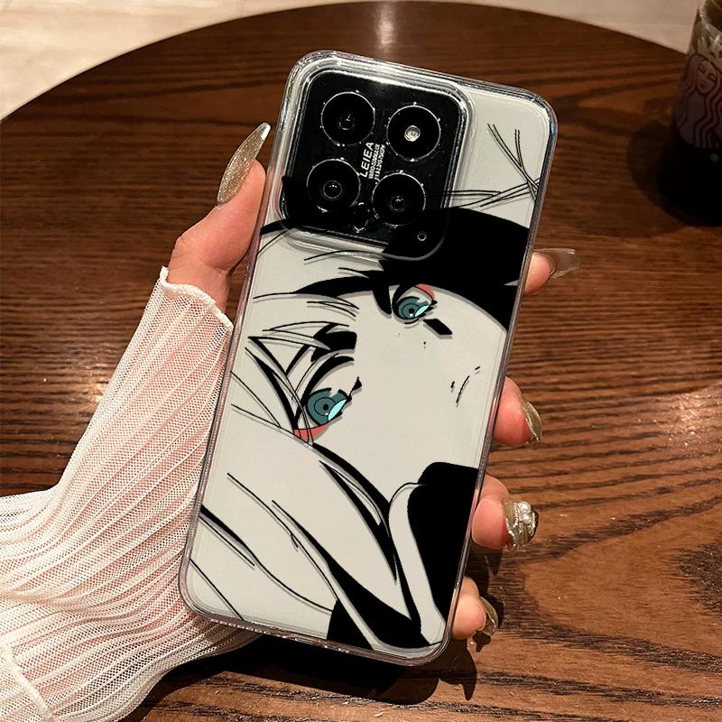 Аниме Манга Глаза Лайн-арт ТПУ Чехол для Телефона Для IPhone 15 14 13 Pro Max и Samsung Galaxy S24 S23 Ultra, Прозрачный Ударопрочный Защитный Чехол