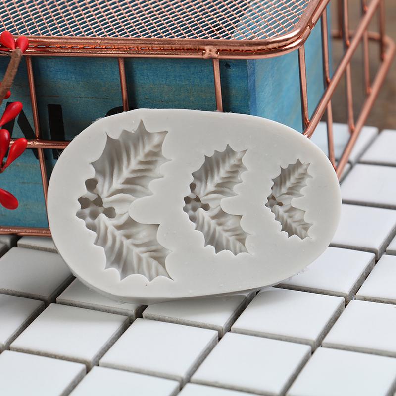 Силиконовая форма для торта, Рождественская Холли, помадка, шоколадное печенье, формы для конфет, инструменты