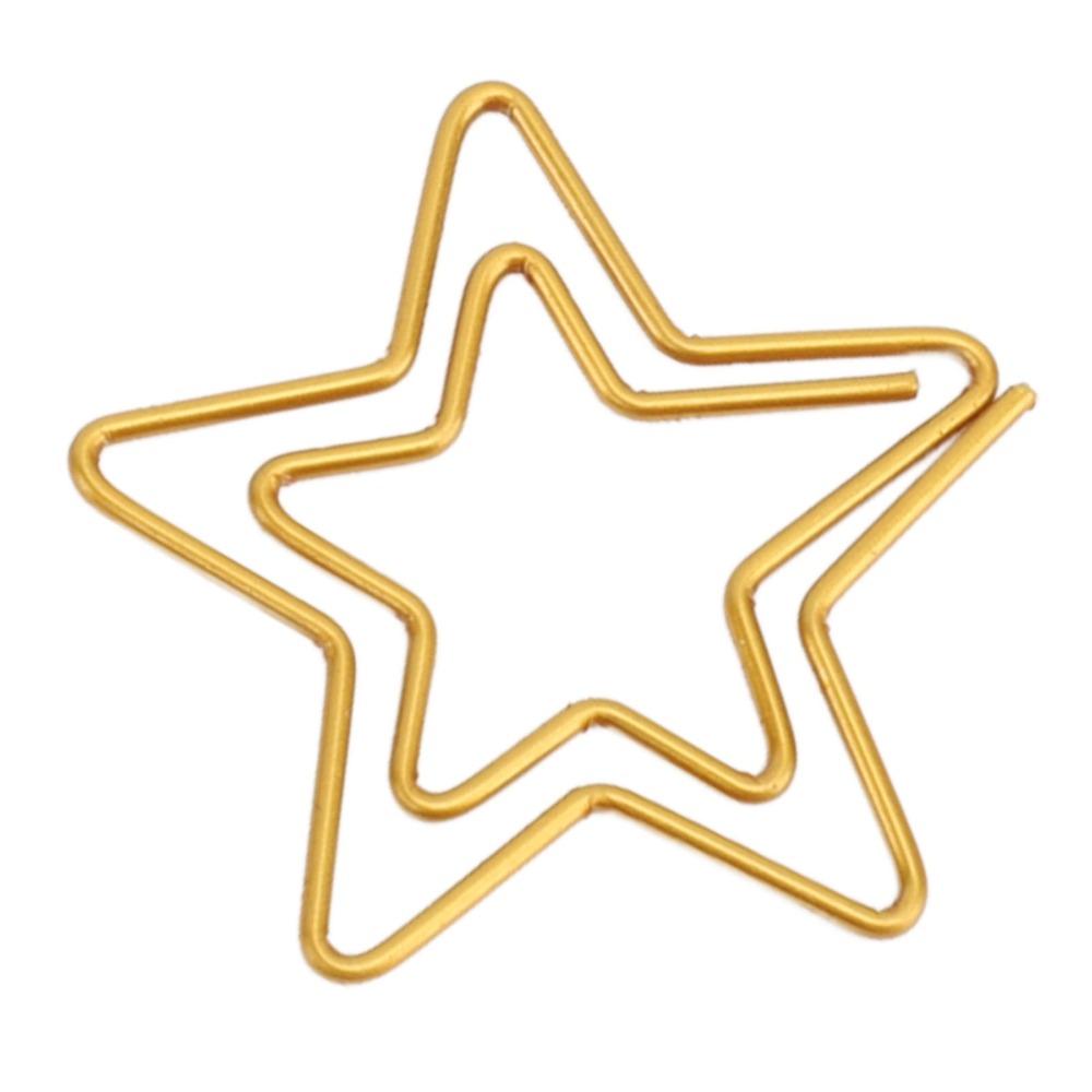 100PCS Gold Color Cute Paper Clips Star Shaped Metal Paper Clips Decorative Paper Clips  Home