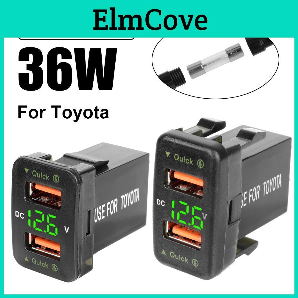 Voltmeter 1224v Dual Usb Qc Car Socket Charger Quick Charge For Mobile Phone Fast Charge Led Car Accessories Power Adapter For Toyota
