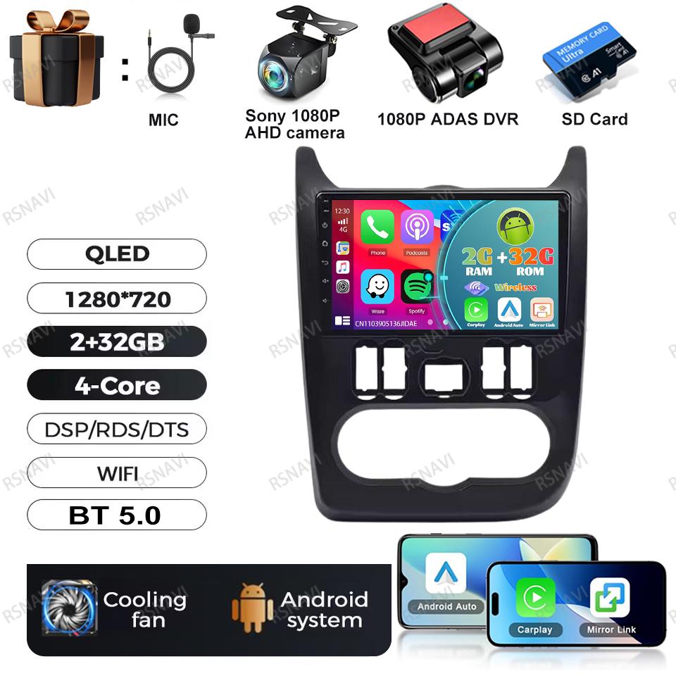 Android 16 Car Radio For Renault Logan 1 Sandero 2009 2010 2011 2012 - 2015 Largus Dacia Duster Video Player Multimedia BT GPS
