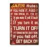 Vintage Wall Decor Metal Tin Sign Barn Rules Cowboy Ranch Funny Farm Plaque