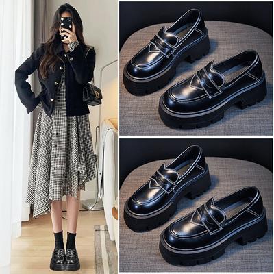 Новые женские туфли Jk Small Leather на толстой подошве, черные мокасины в британском стиле из лакированной кожи, женские туфли без застежек, Spot