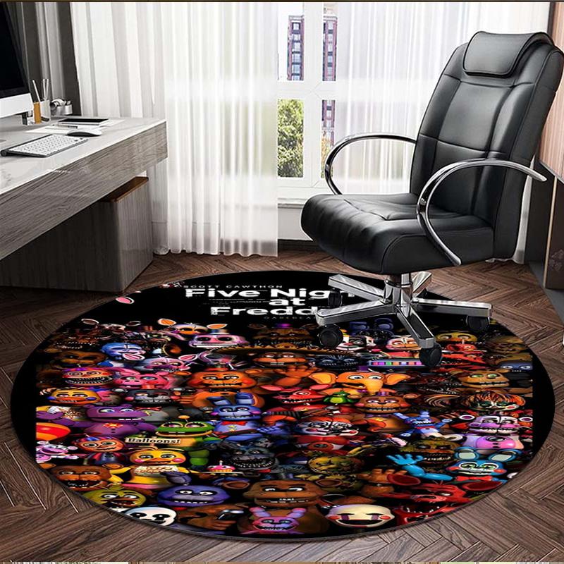 Five Nights at Freddy's Print Round Rug, Washable Floor Carpet, For Entryway Dorm Laundry Room Office Study, Home Decor Birthday Christmas Gift