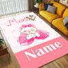Personalized Name Cat Love Living Room Non-Slip Area Rug Soft Carpet for Bedroom Kids Playroom Sofa Office Home Decor Doormat