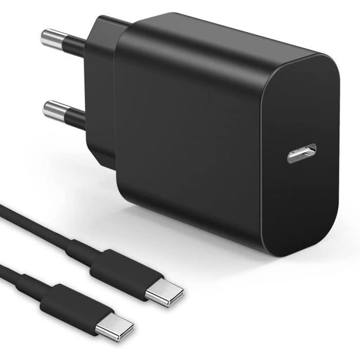 Chargeur Rapide 25W - Samsung - Adaptateur Secteur USB C - Power Delivery - 1,5 M - Noir