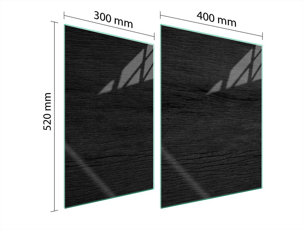 СТЕКЛЯННАЯ ЗАЩИТНАЯ ПАНЕЛЬ ДЛЯ ПЛИТЫ 70x52 ЧЕРНАЯ