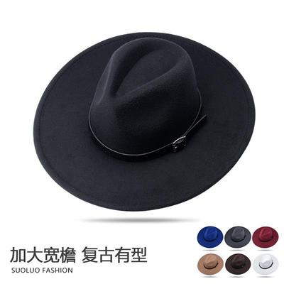 Популярная мужская шляпа Jazz Hat, сезонная, дорожная, универсальная, ковбойская шляпа Western, женская, шерстяная, цилиндр, британская, с широкими полями