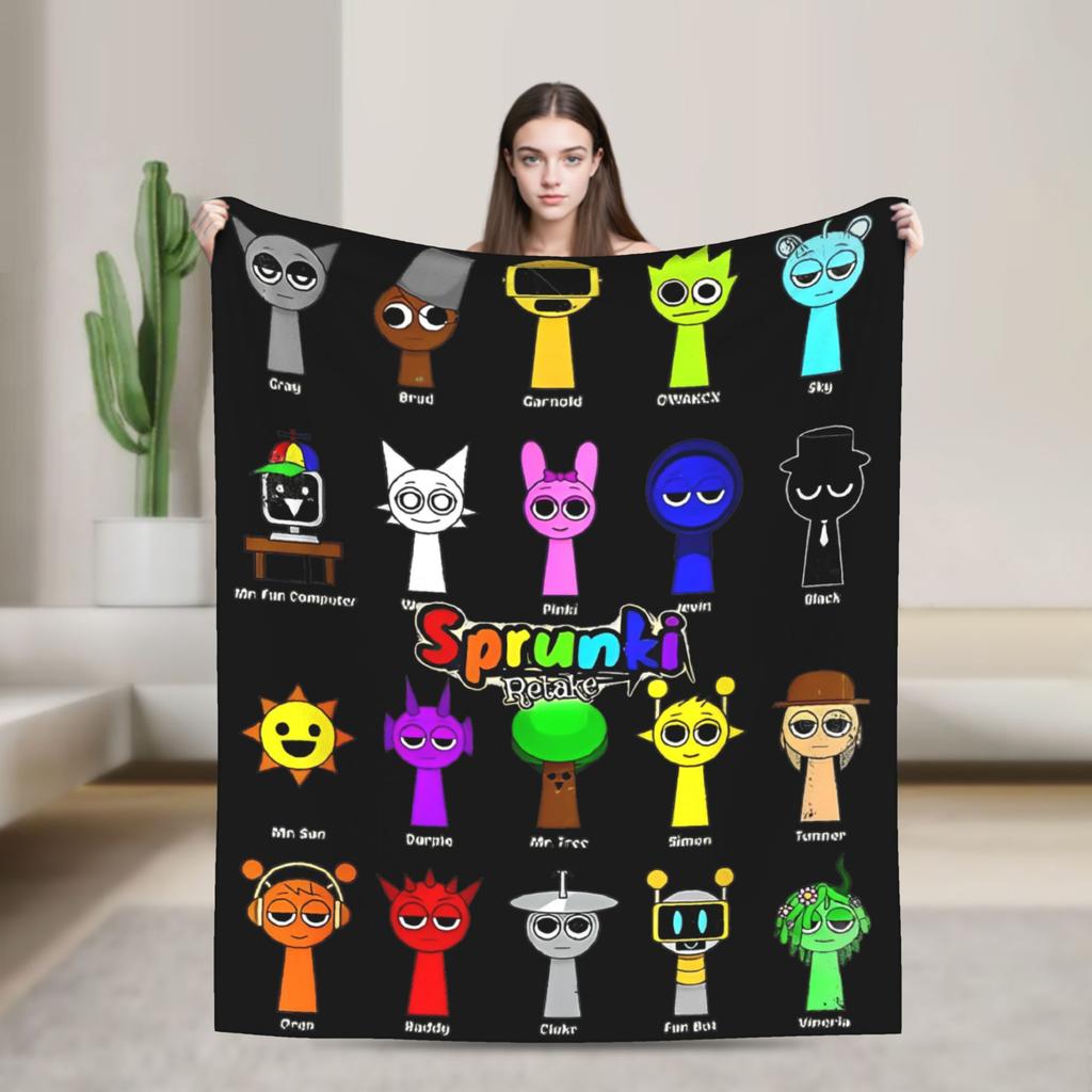 Плед Sprunki Team Funny Games Фланелевый Забавный Дышащий Плед для Покрытия Стула Дивана Летний