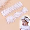 Baby White Lace Flower Headband with Bow for Girls – Sweet Princess, Birthday, Hundred Days Elastic Headband.