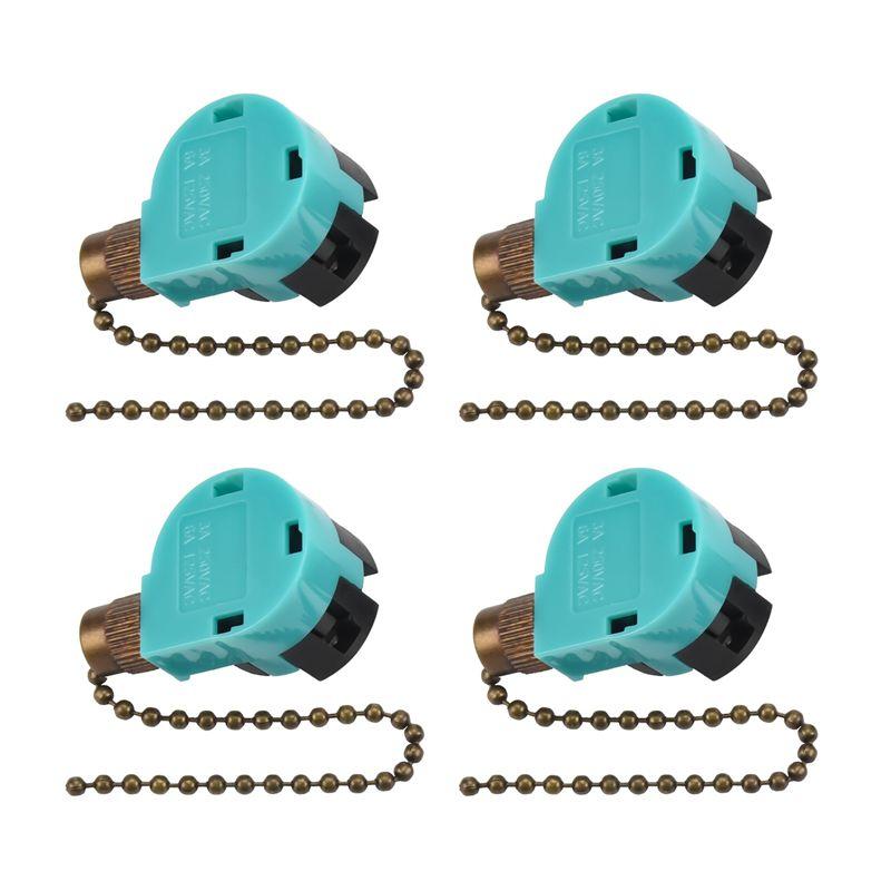 ABUL-4Pcs Ceiling Fan Switch Zing Ear ZE-268S6, 3 Speed 4 Wire Speed Control Pull Chain Cord Appliances Switch Parts