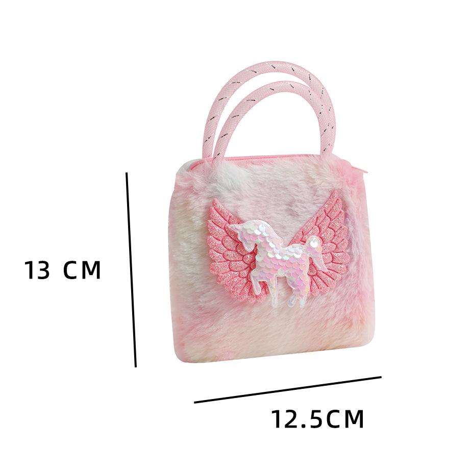 Мультяжная плюшевая наплечная сумка для детей, сумка кроссбоди для девочек детского сада, портативная уличная маленькая квадратная сумка для монет, кошелек