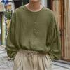 Autumn Spring Men Crew Neck Long Sleeve Solid Color T-Shirts Casual Tops