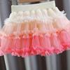 Юбка средней длины для девочек, летний новый стиль, юбка-пачка для девочек, детская юбка из пышной пряжи, короткая юбка принцессы для малышки