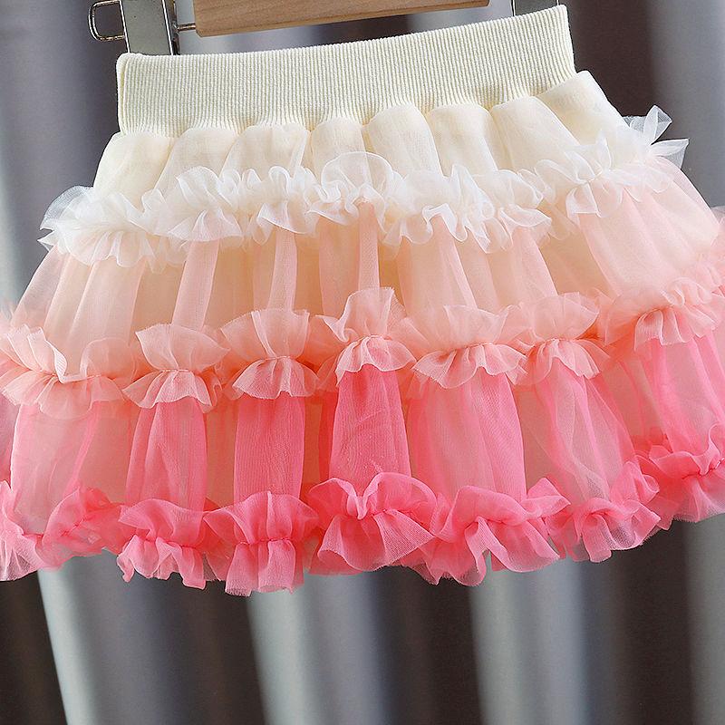 Юбка средней длины для девочек, летний новый стиль, юбка-пачка для девочек, детская юбка из пышной пряжи, короткая юбка принцессы для малышки