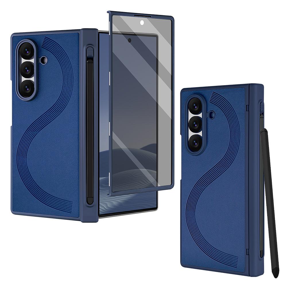 Бизнес-кожаный чехол с магнитной петлей для защиты Samsung Galaxy Z Fold 8 7 6 с противошпионской стеклянной пленкой для экрана и крышкой для слота S Pen