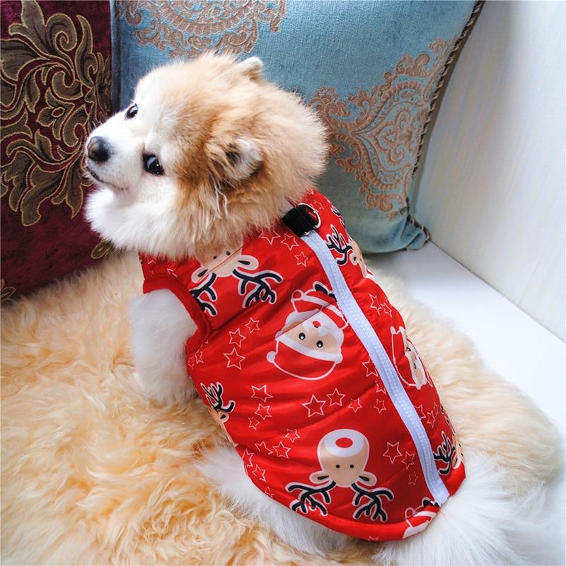 Warm Dog Clothes Windproof Dog Vest Coat With Traction Buckle Padded Puppy Jacket Christmas Dog Costume Ropa Para Perro XS-XL