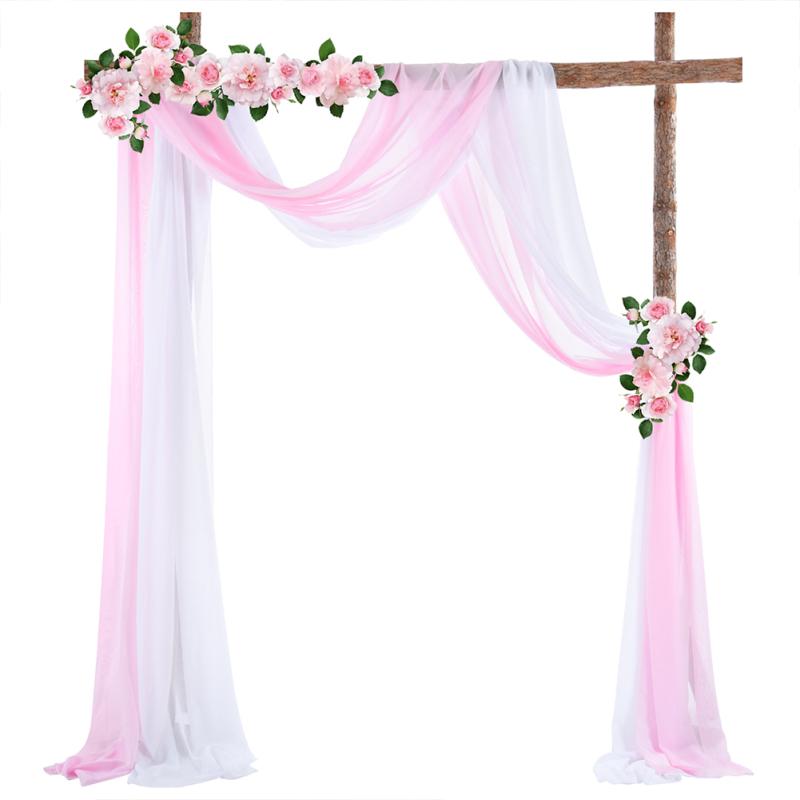 1pc/2pcs 70*550cm Elastic Chiffon Arch Drapery For Wedding Decoration Stage Background Cloth Gauze