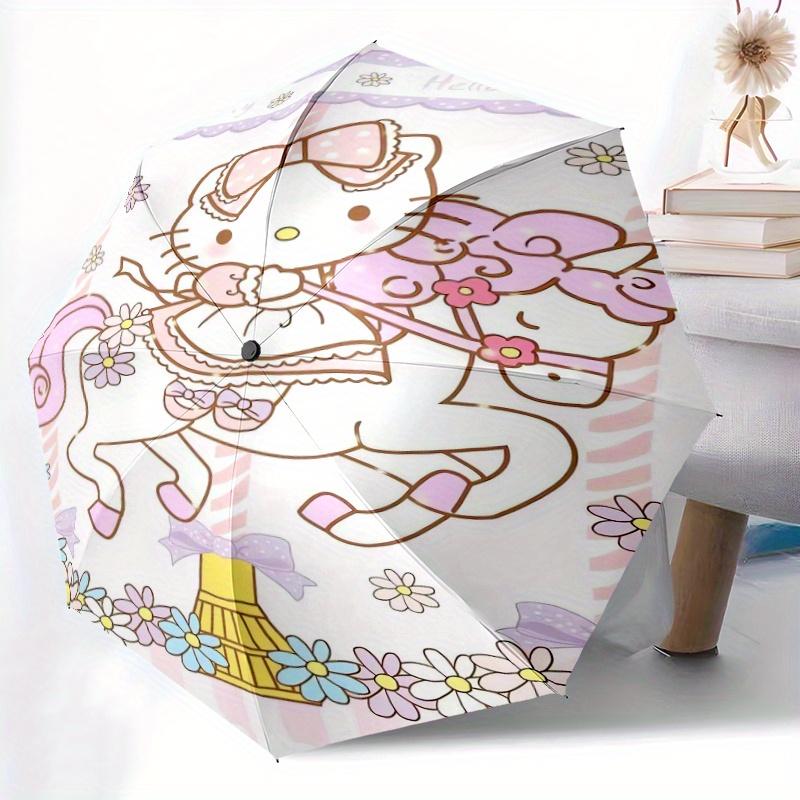 Hello Kitty Theme Automatic Opening and Closing Folding - A Good Choice for Gifts, Fashionable and Convenient Cartoon Umbrella With Cute Cartoon Chara