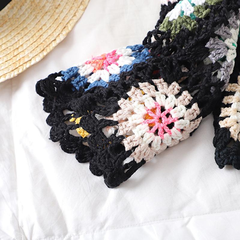 Women's Handmade Crochet Cardigan Knit Sweater Hollow Out Jacket Ethnic Long Sleeve Top