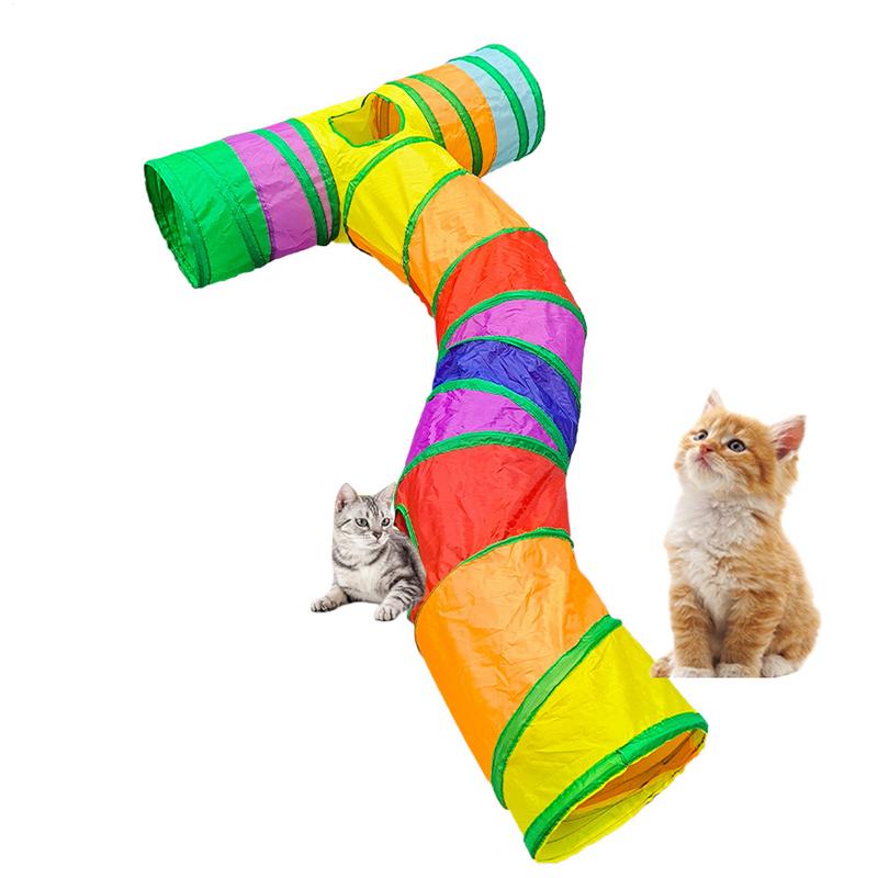 Туннель для кошек Интерактивный туннель для игр в помещении для кошек Отверстие для выглядывания Интерактивный домик для котят Красочные товары для питомцев для мелких пород Кроликов