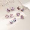 Korean heavy industry amethyst flower stud earrings light luxury high sense contrasting color earrings silver needle temperament fashionable
