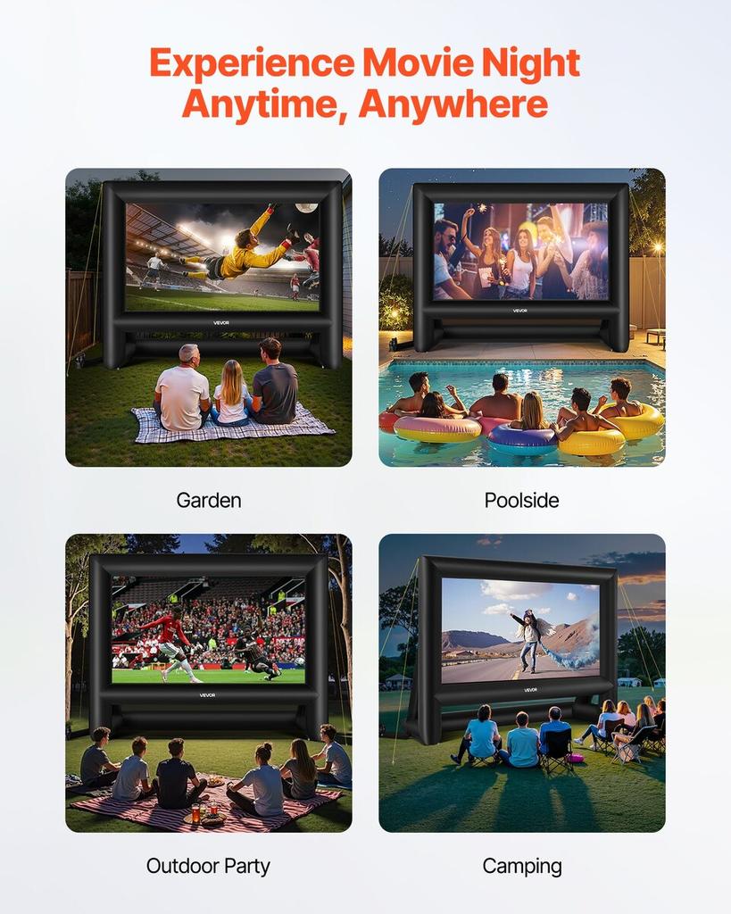 20 ft Inflatable Movie Screen 16:9 600D Movie Projection with Portable Bag