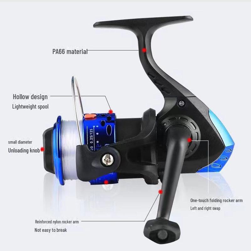 Металлическая спиннинговая катушка с плавным дальним забросом, качающимся подшипником для морских удилищ.