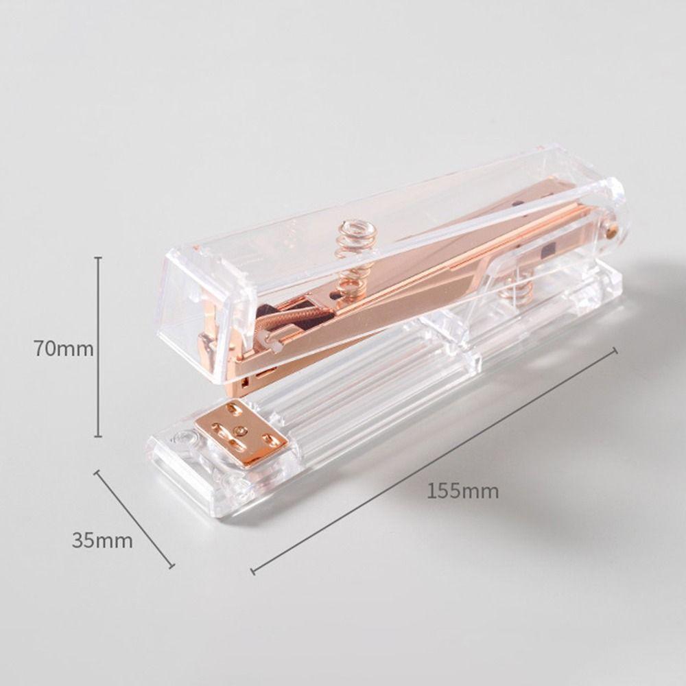 Manual Paper Stapler Rose Gold Book Binding Machines Transparent Stapler  School Office Supplies