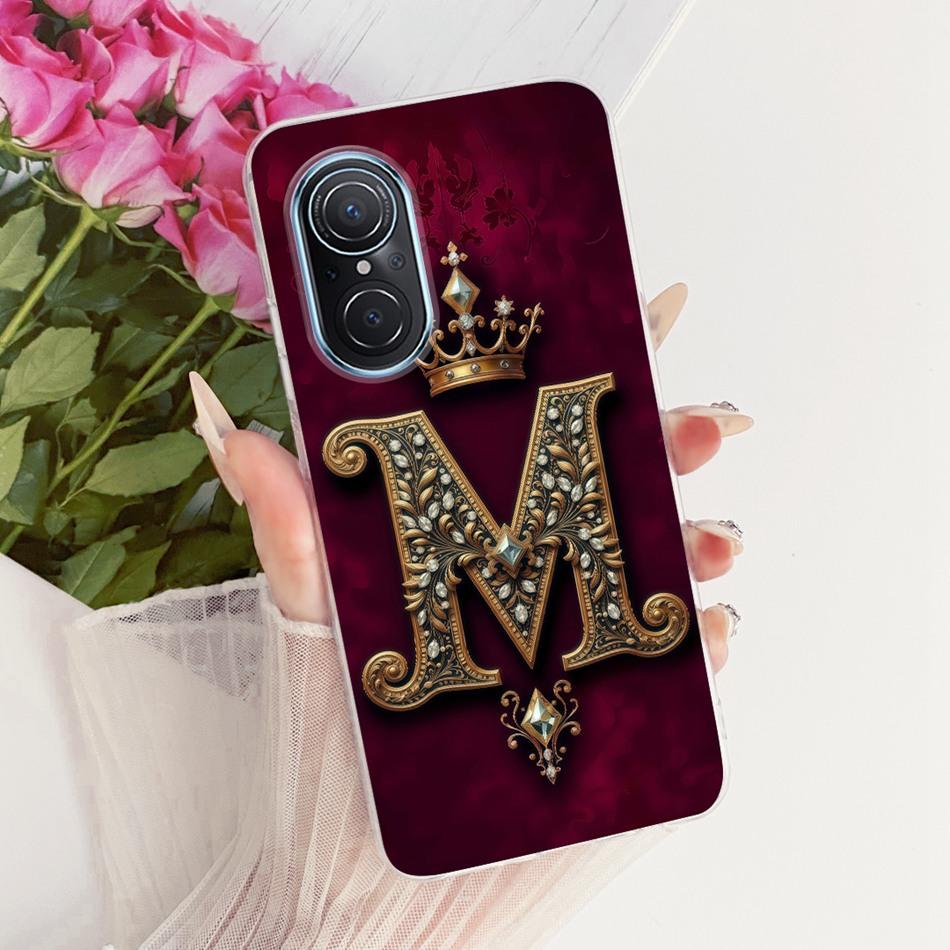 For Huawei Nova 9 SE Nova9 Royal Crown Initial Letter Couple Phone Case For Huawei Nova 9 9SE Soft Silicone TPU Covers Bumpers