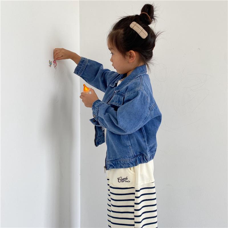 Детская демисезонная джинсовая куртка в корейском стиле - Модная рабочая куртка на молнии для мальчиков и девочек
