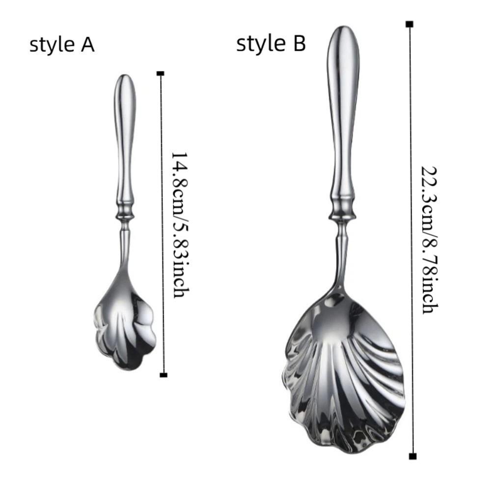 Shell Shape Stainless Steel Spoons French Table Serving Spoons Durable Dessert Spoons  Hotel