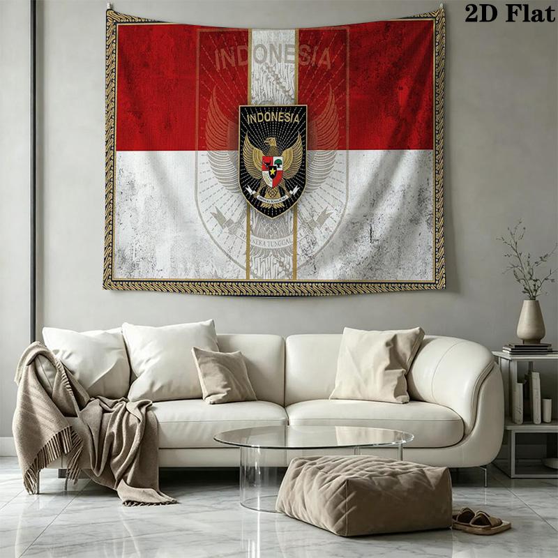 Timnas Indonesia Logo Wall Tapestry Aesthetic Wall Hanging Printed Fabric Blanket Decorative Tapestries for Bedroom Living Room Home Decor